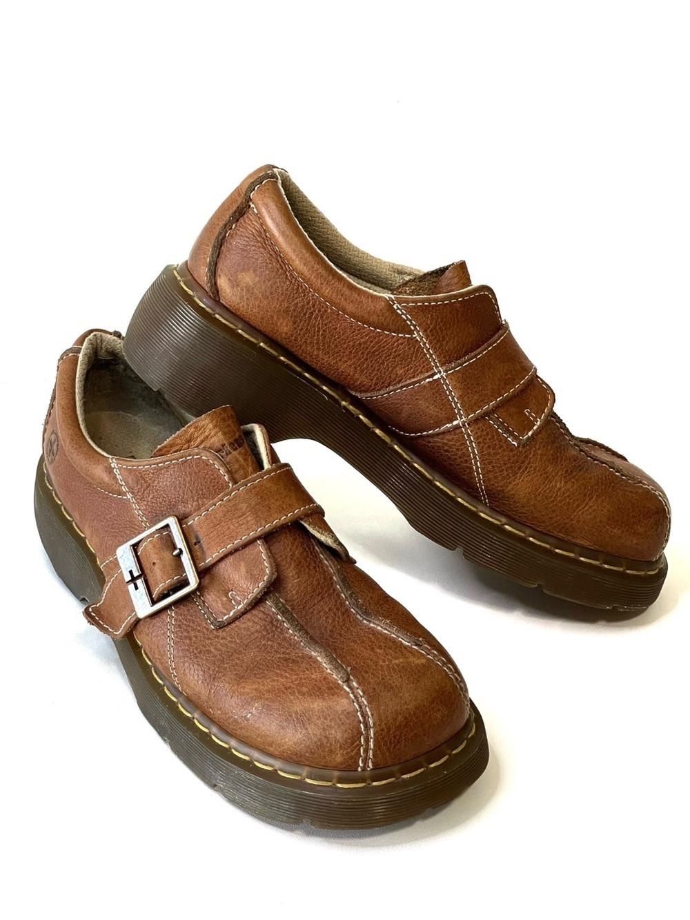 Dr. Martens Vintage Y2K Brown Leather Chunky Monk Strap Buckle Oxford Shoe US 11